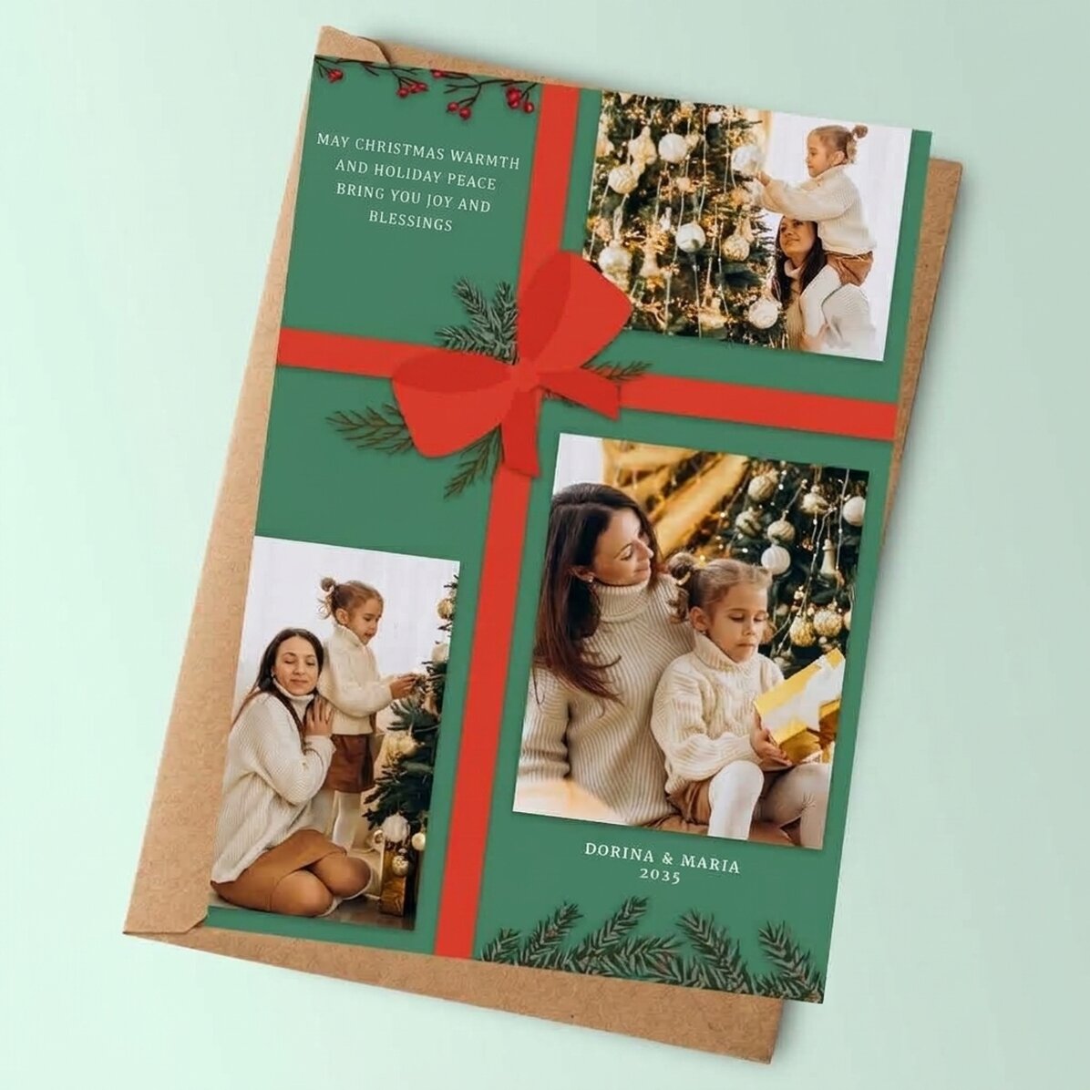 Personalisierte Karte mit 3 Fotos und Text – Weihnachtsgeschenk