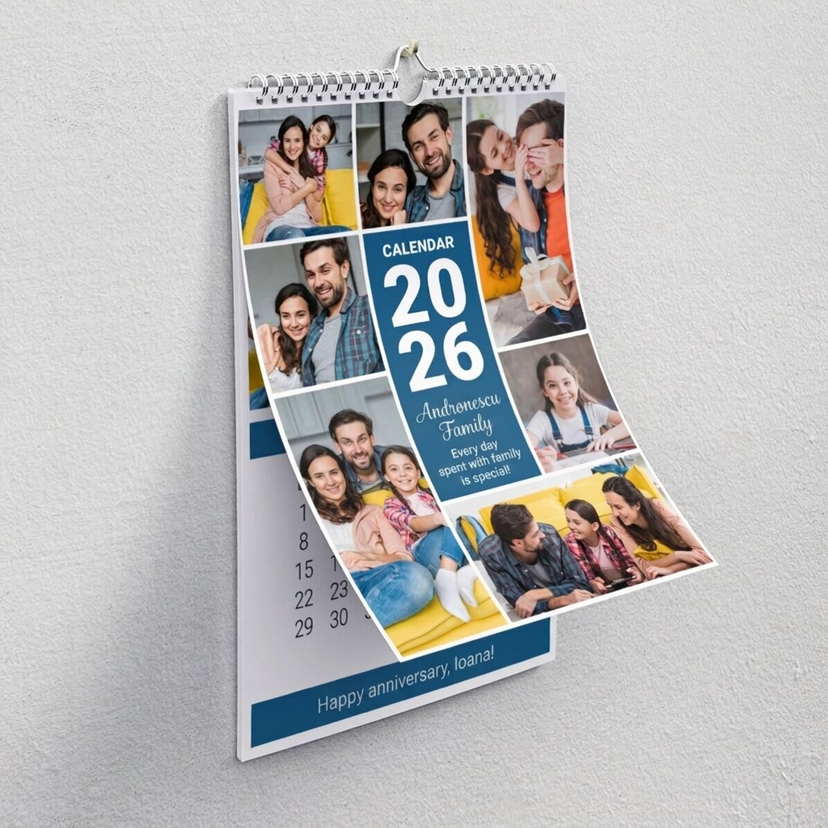 Individuell gestalteter Kalender mit Fotos und einer Botschaft – Gemeinsame Momente