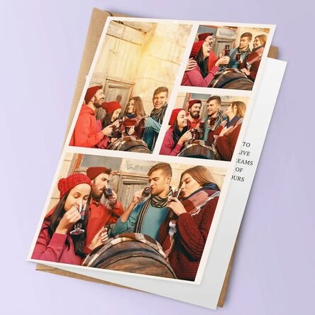 Personalised card with 4 photos and text - Christmas Wreath