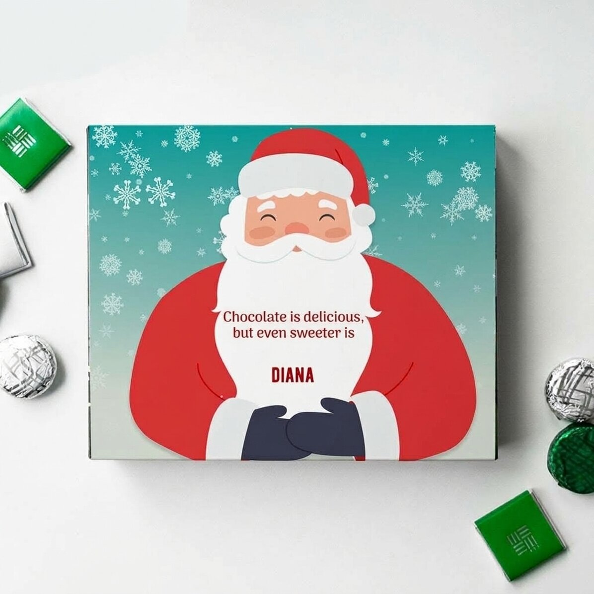 Personalisierte Pralinenschachtel mit Text – Weihnachtsmann