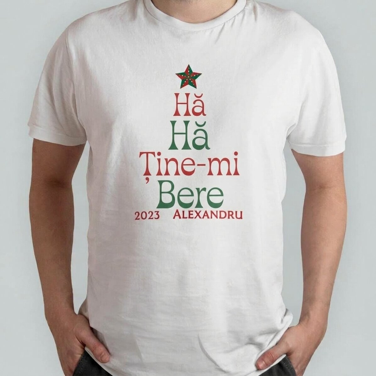 Personalisiertes Baumwoll-T-Shirt mit Aufdruck – „Ho Ho Hold my beer“