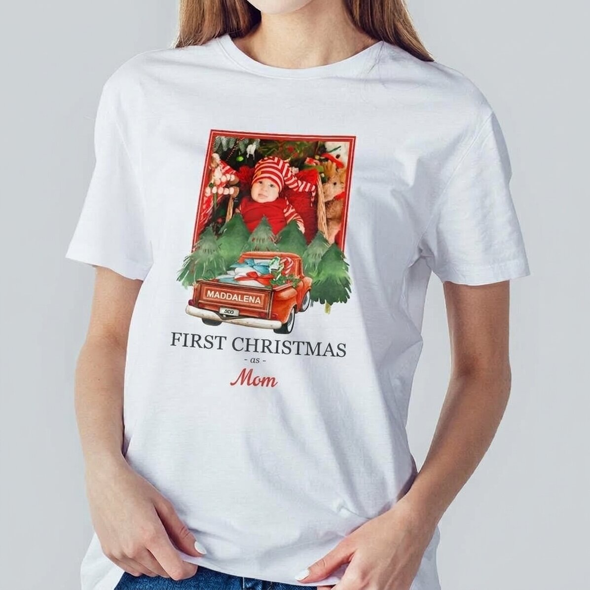 Personalisiertes Baumwoll-T-Shirt mit Foto und Text – Das Geschenkauto