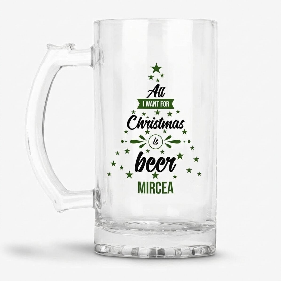 Personalisierter Bierkrug mit Aufdruck – „All I Want for Christmas“