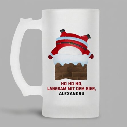 Personalisierter Bierkrug mit Aufdruck – HO HO HO