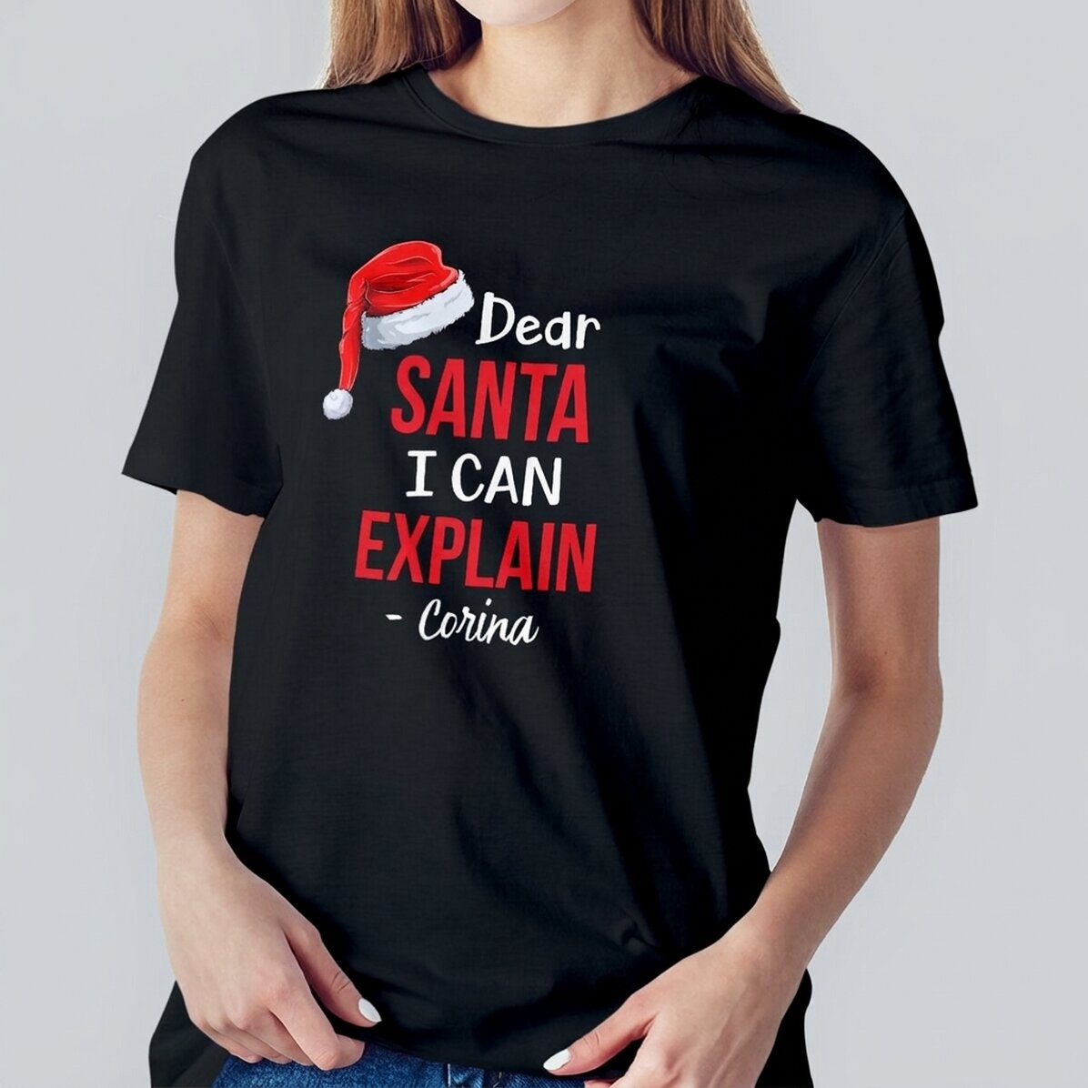 Personalisiertes Baumwoll-T-Shirt mit Aufdruck – Dear Santa