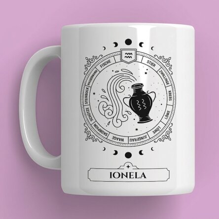 Personalisierte Tasse mit Namen und Sternzeichen – Sternzeichen