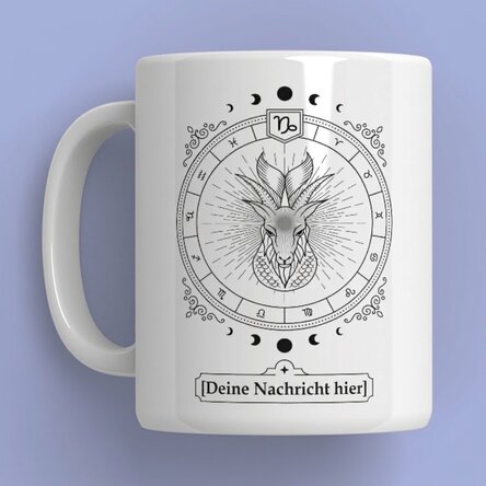 Personalisierte Tasse mit Namen und Sternzeichen – Steinbock