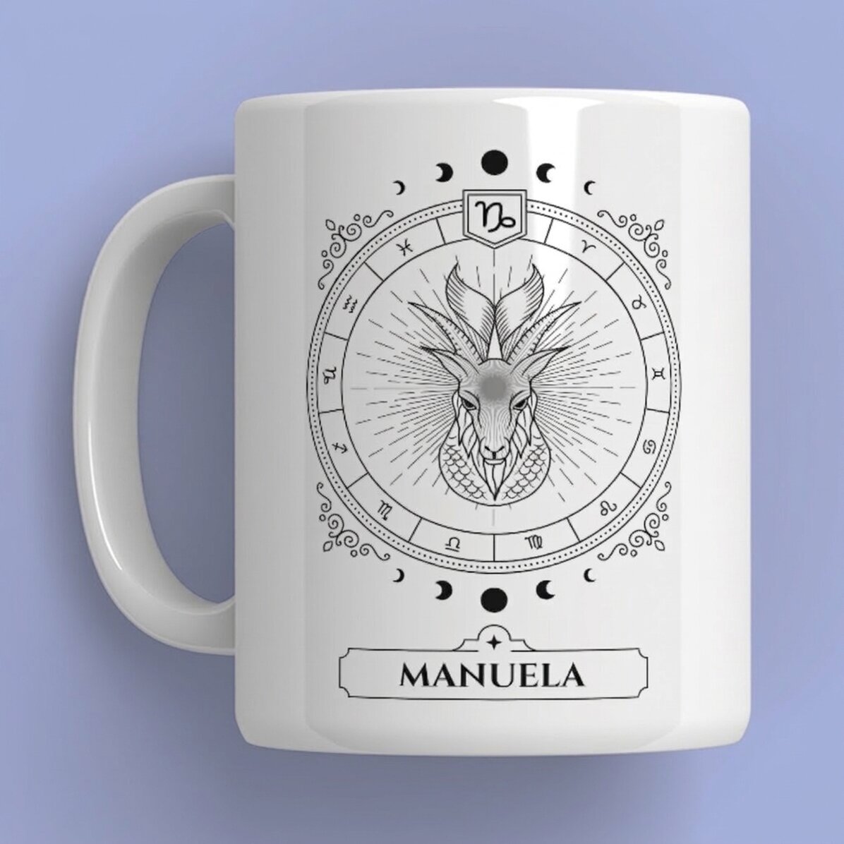 Personalisierte Tasse mit Namen und Sternzeichen – Steinbock