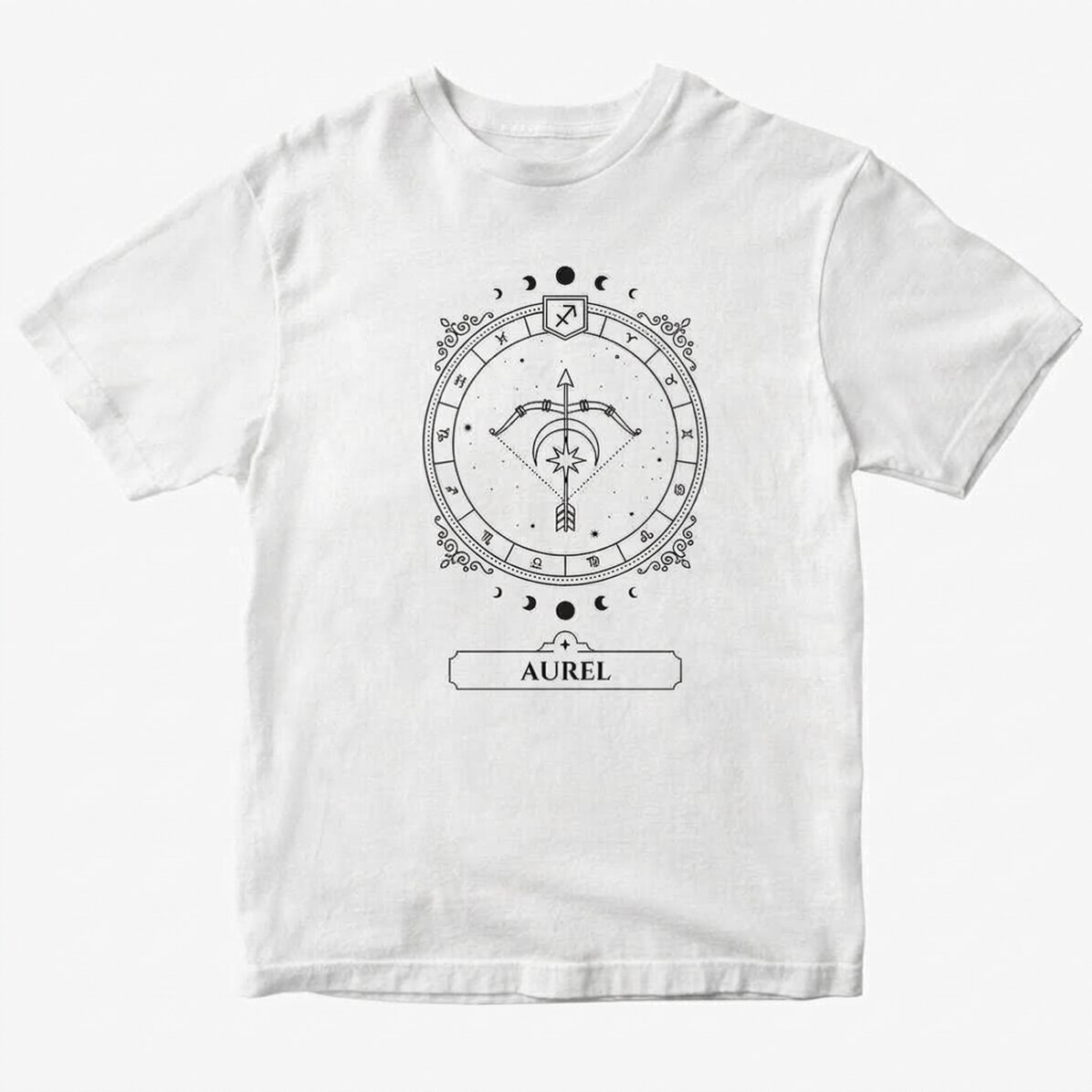 Personalisiertes Baumwoll-T-Shirt mit Namen und Sternzeichen – Schütze