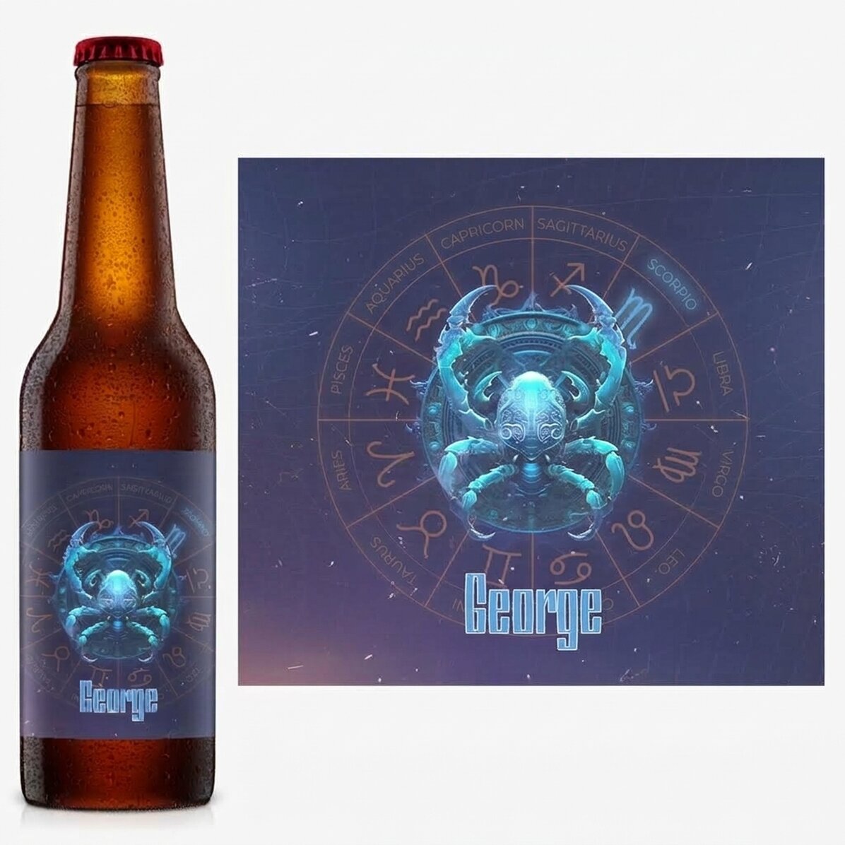 Personalisiertes Bier mit Namen und Sternzeichen – Skorpion