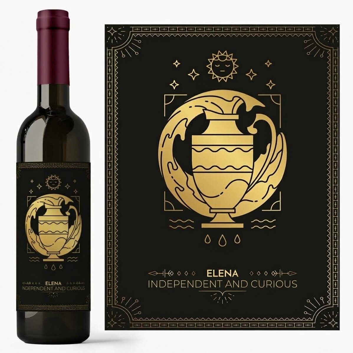 Personalisierter Wein mit Text und Sternzeichen – Wassermann
