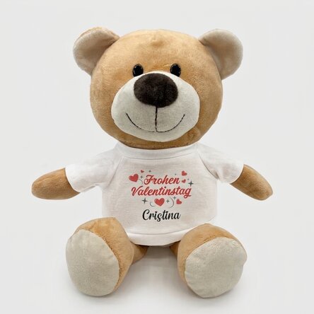 Plus personalisiertes Teddybärchen mit der Aufschrift „Happy Valentine's Day“