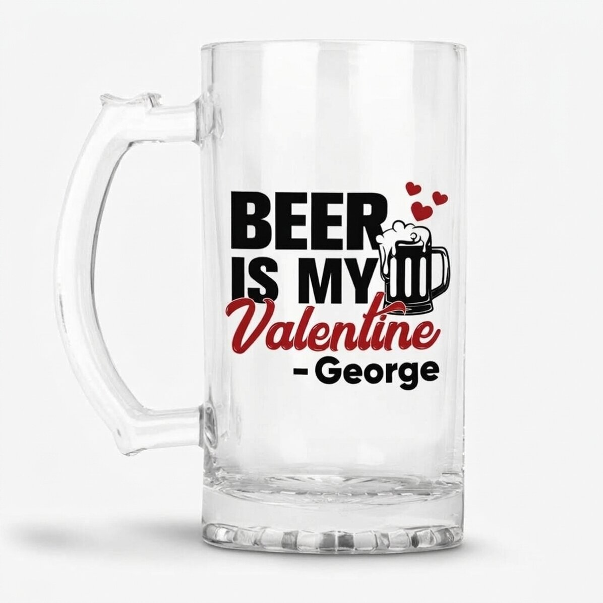 Personalisierter Bierkrug mit Aufdruck – „Beer is my Valentine“