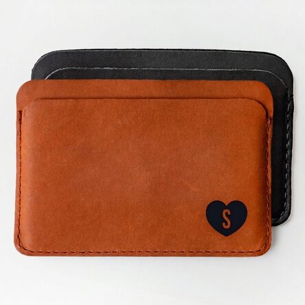 Personalisierte Lederbrieftasche mit Initialen – Herz