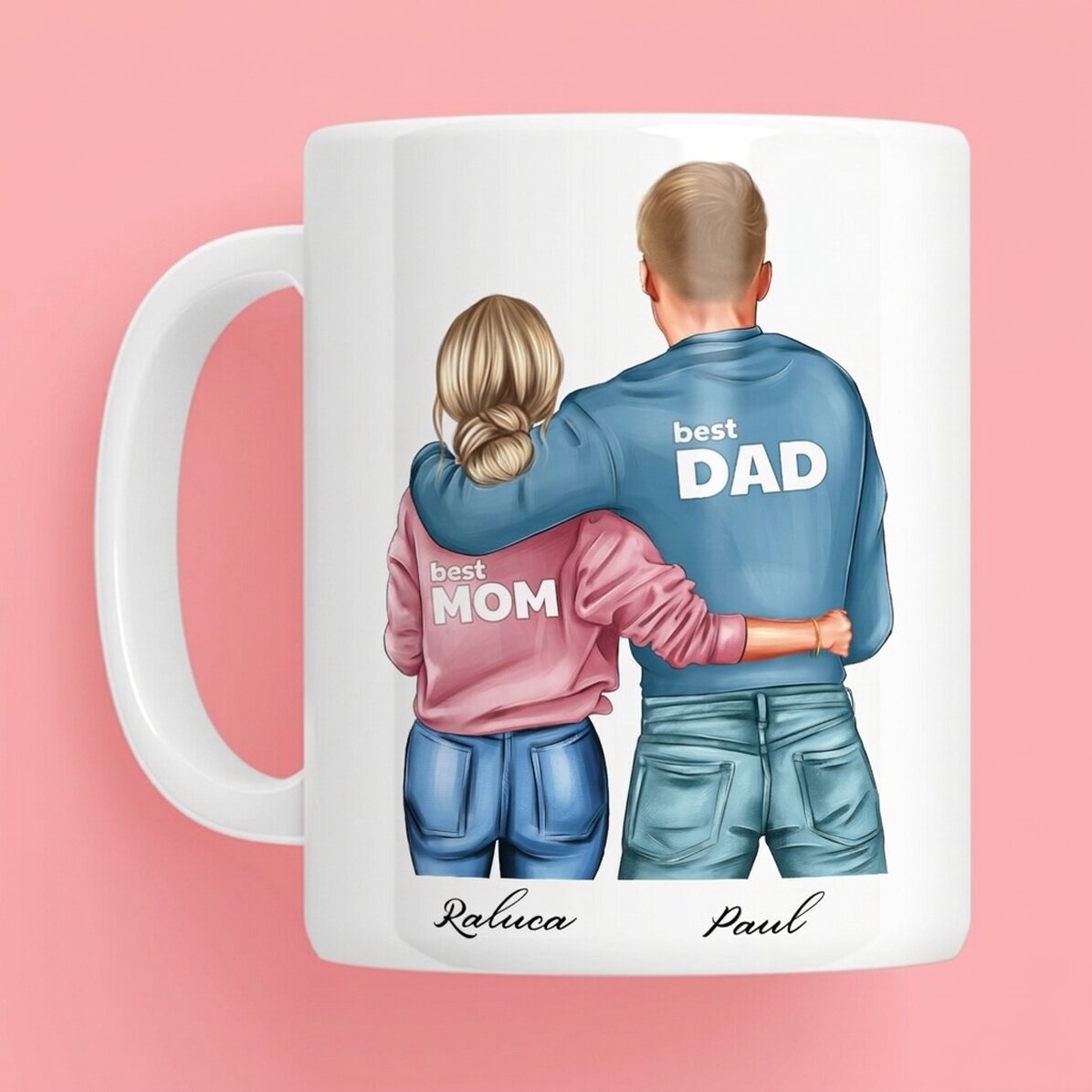 Personalisierte Tasse mit Namen – Mom & Dad