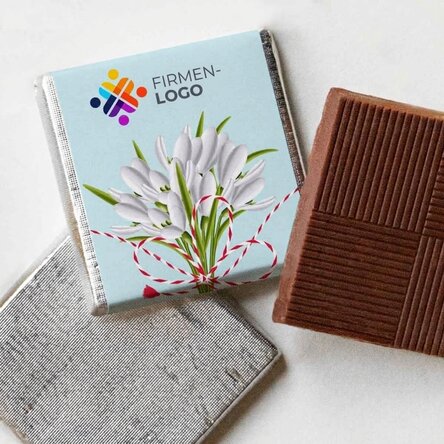 Personalisierte Mini-Schokolade mit Logo und Text – Schneeglöckchen
