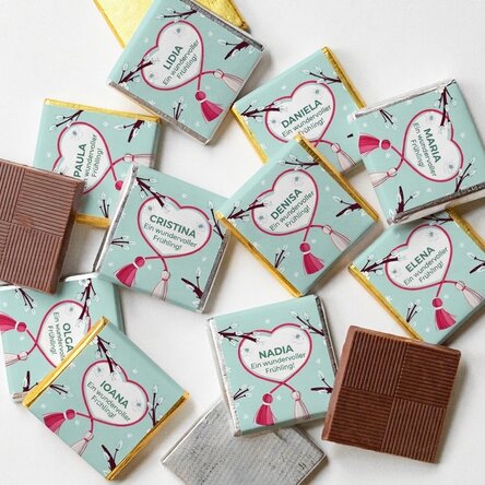 10er-Set personalisierte Mini-Pralinen mit Text – Frühling