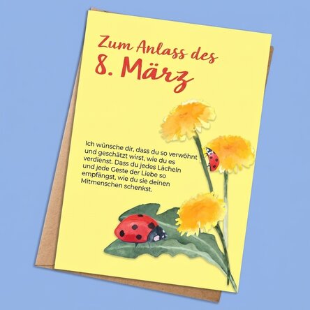 Personalisierte Karte mit Text – Marienkäfer