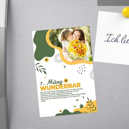 Individuell gestalteter Magnet 10 x 15 mit Foto und Text – Hello Spring