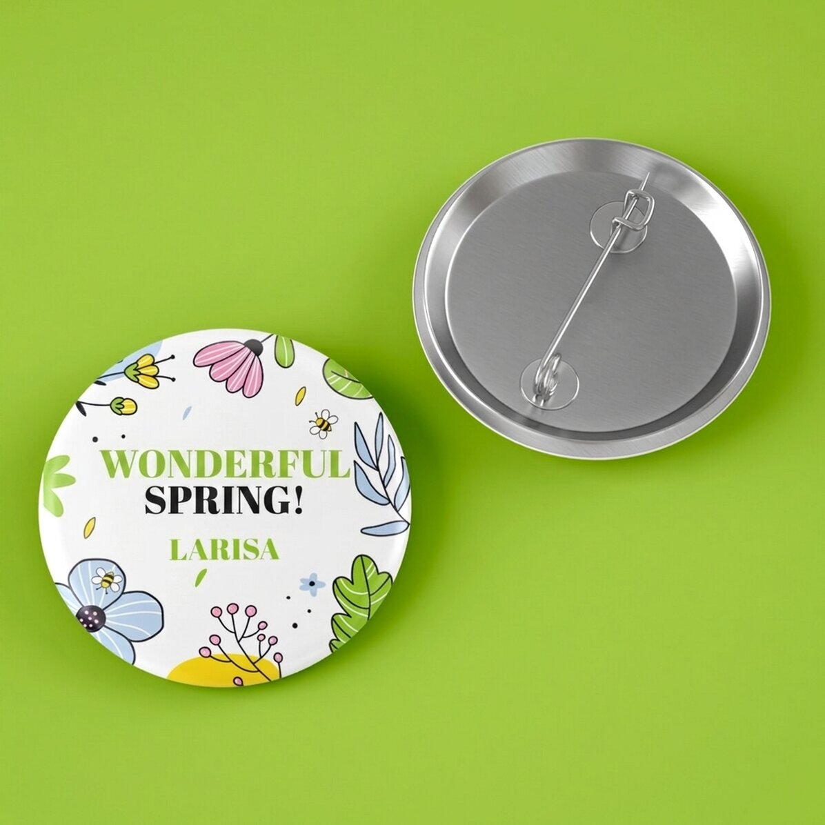 Personalisiertes Abzeichen mit Text – Doodle Spring