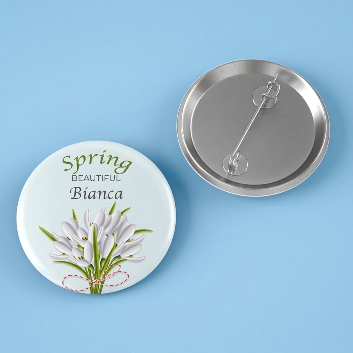 Personalisiertes Button mit Text – Schneeglöckchen