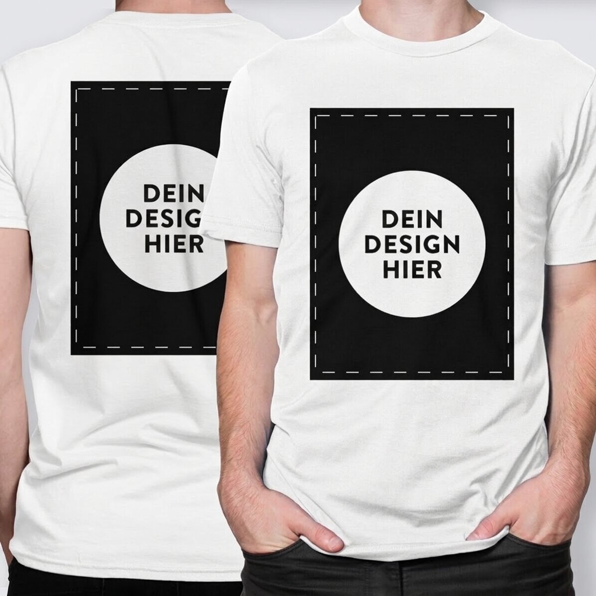 Personalisiertes Baumwoll-T-Shirt mit deinem Motiv auf Vorder- und Rückseite
