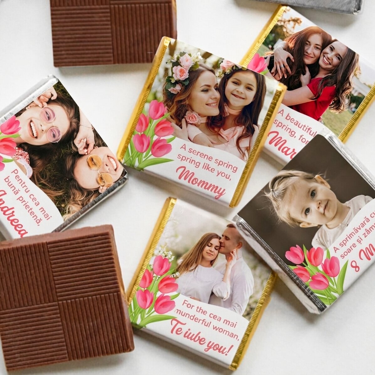 Personalisierte Mini-Schokolade mit Foto und Botschaft – Lalele