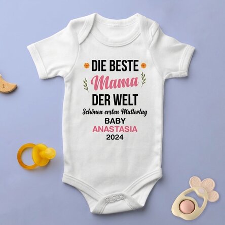 Personalisierter Baby-Body mit Aufdruck – Muttertag