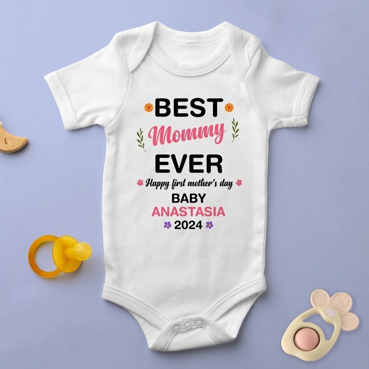 Personalisierter Baby-Body mit Aufdruck – Muttertag