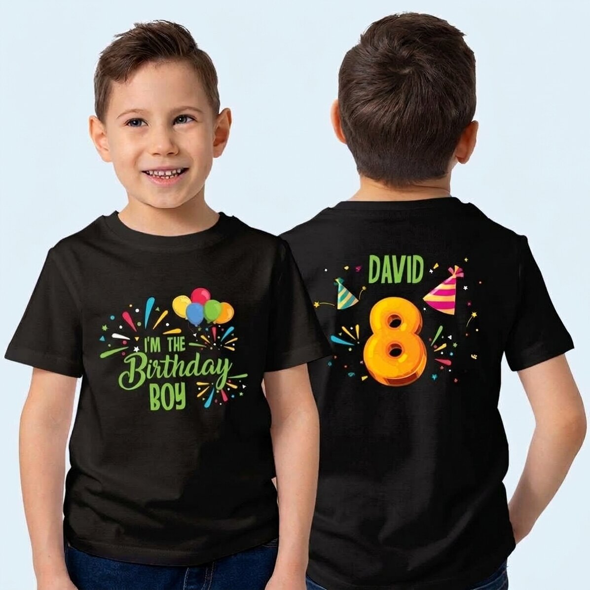 Personalisiertes Baumwoll-T-Shirt für Mädchen – Rückseite für den Geburtstag