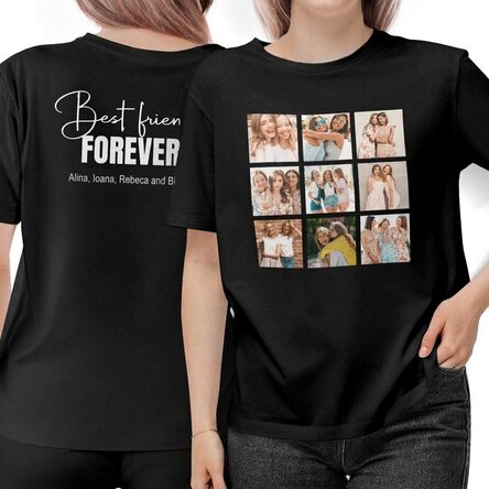 Personalisiertes Baumwoll-T-Shirt mit 9 Fotos und einer Botschaft