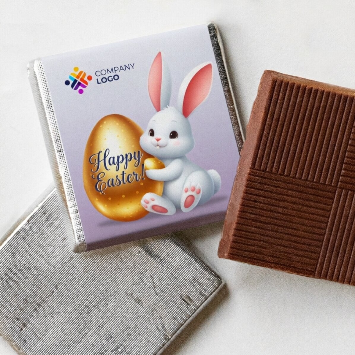 Personalisierte Mini-Schokolade mit Logo und Botschaft – Osterhase