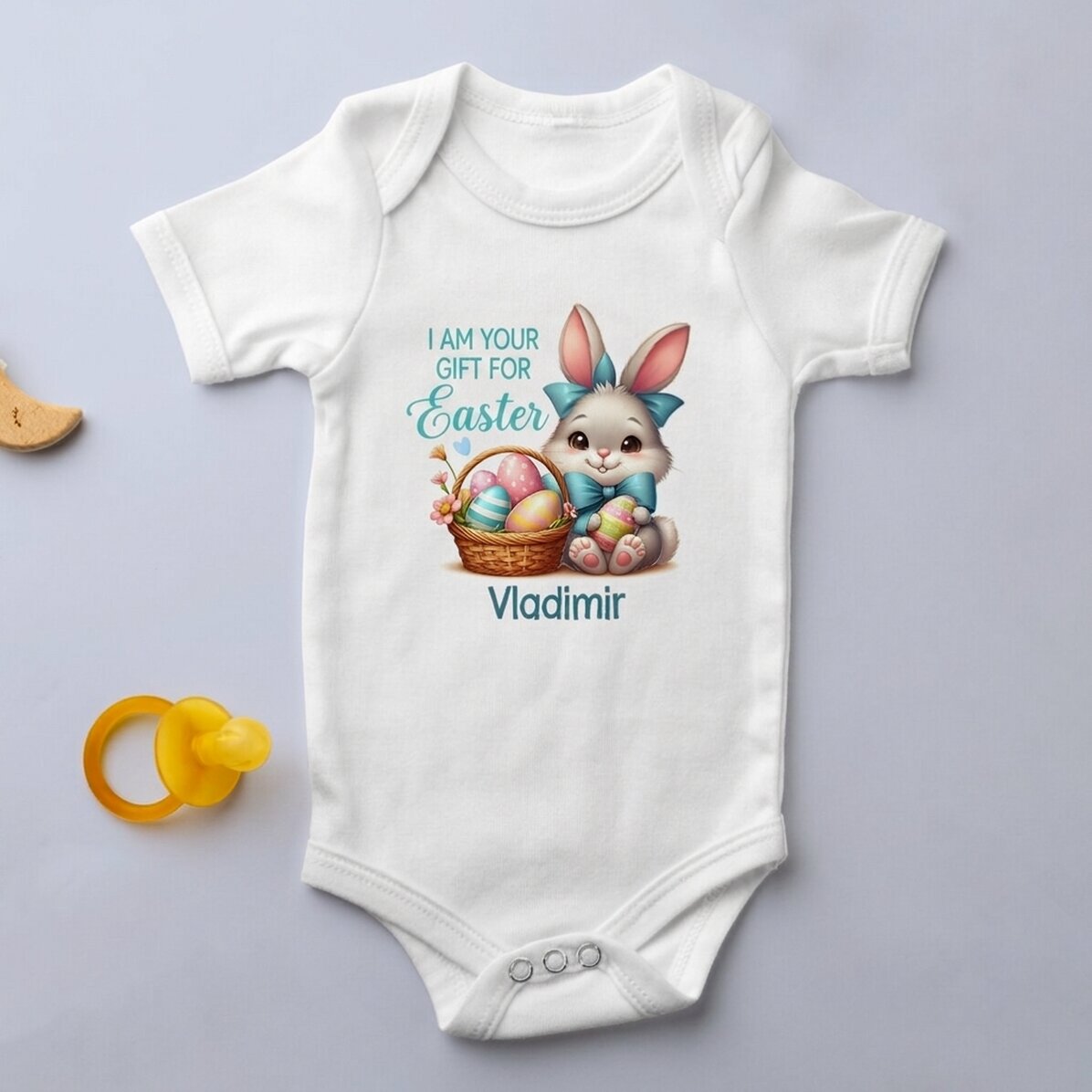 Personalisierter Baby-Body mit Botschaft – Ostergeschenk, Babyjunge