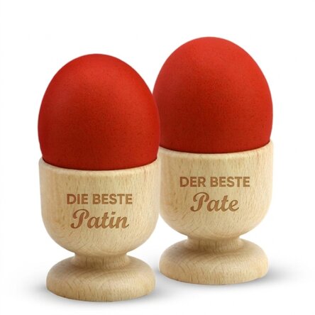 Individuell gestaltete Eierhalter mit 2 Textzeilen