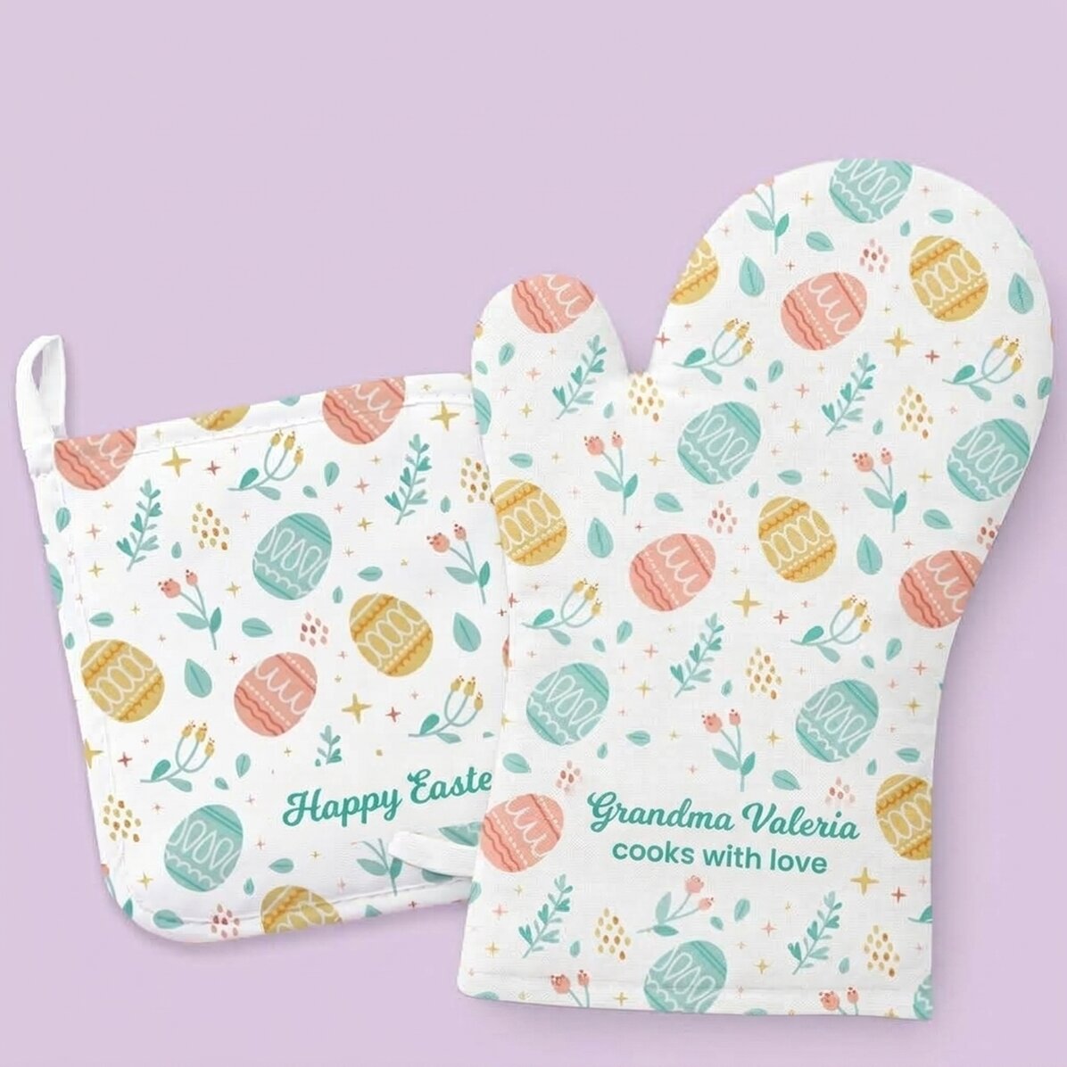 Individuelles Set – Topflappen und Topfhalter – Frohe Ostern