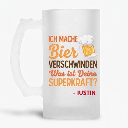 Personalisierter Bierkrug mit Namen – Superpower