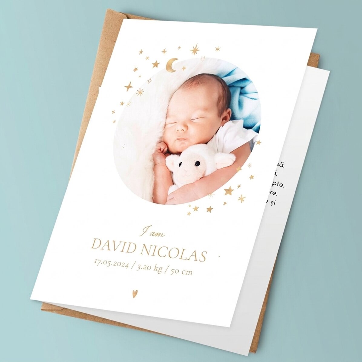 Personalisierte Grußkarte mit Text und Foto – Baby