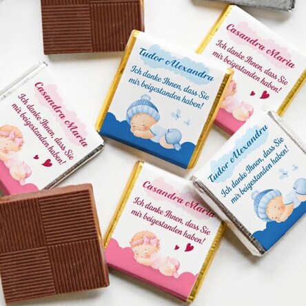 Personalisierte Mini-Schokolade als Taufgeschenk – Baby