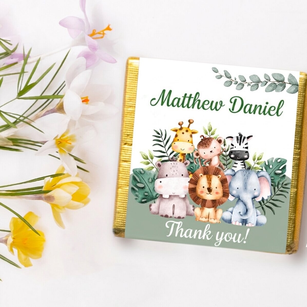 Personalisierte Mini-Schokolade als Taufgeschenk – Tierchen