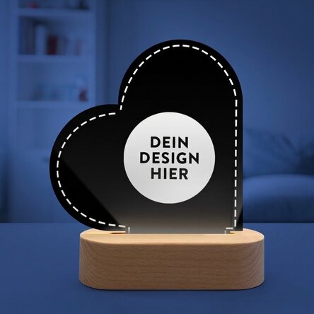 Personalisierte LED-Nachtlampe in Herzform mit deinem Motiv
