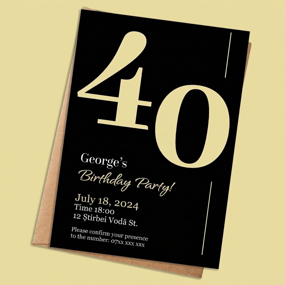 Individuell gestaltete Karte mit Text – Einladung zur Party