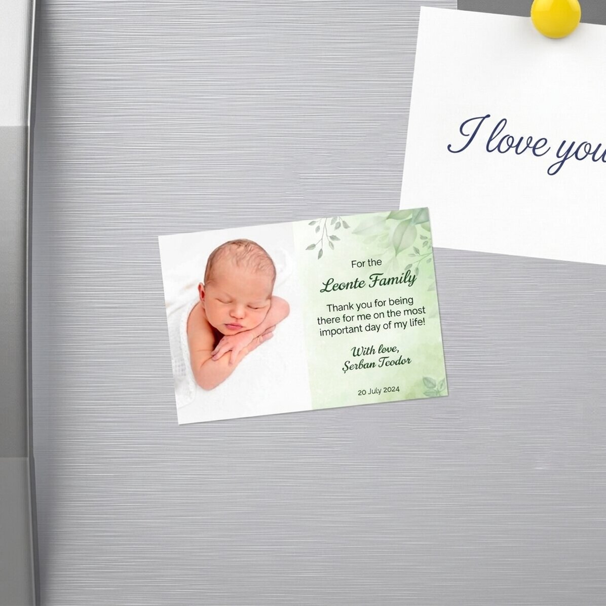 Individuell gestalteter Magnet (10 x 7 cm) mit Foto und Botschaft – Taufandenken