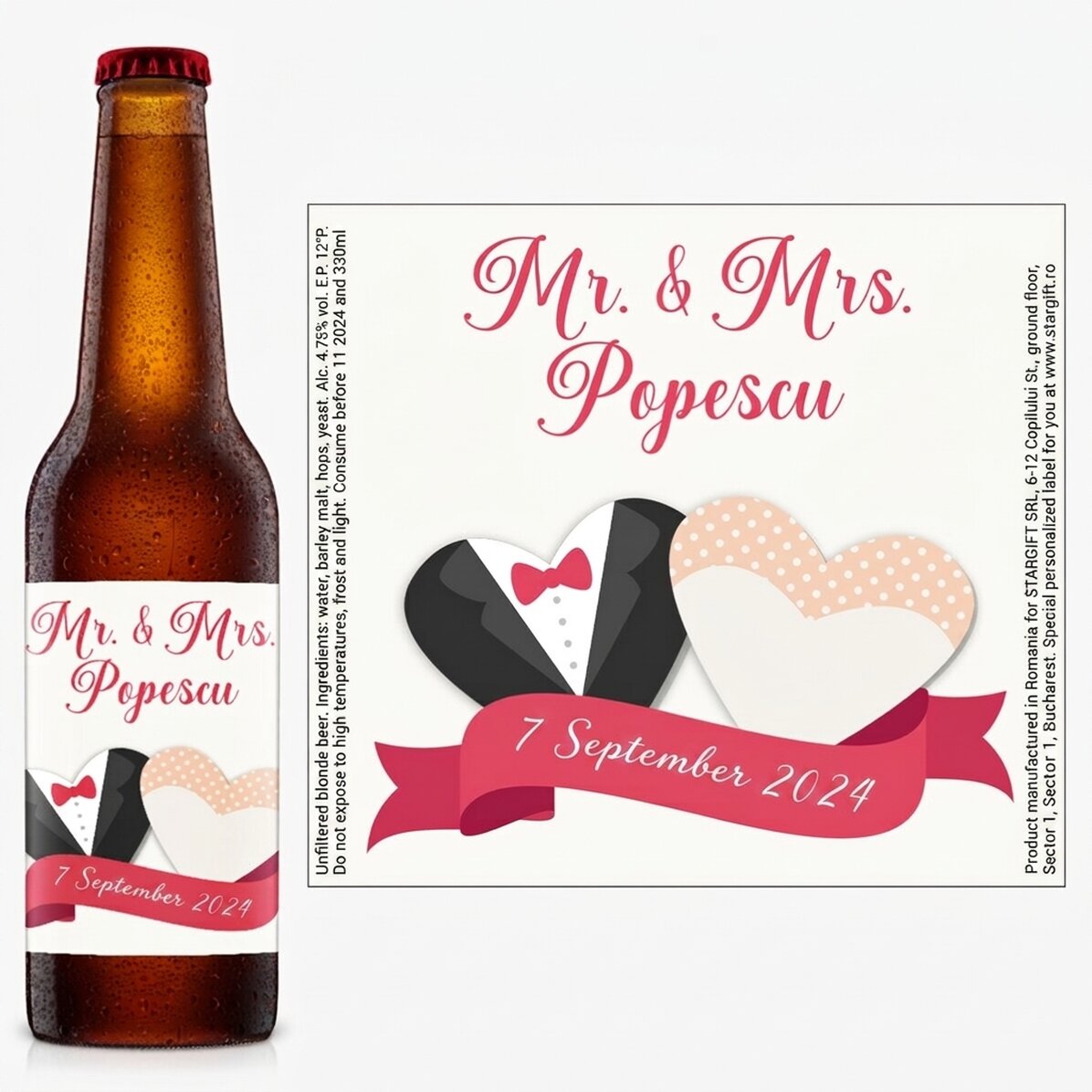 Individuell gestaltetes Bier mit persönlicher Botschaft – Hochzeit