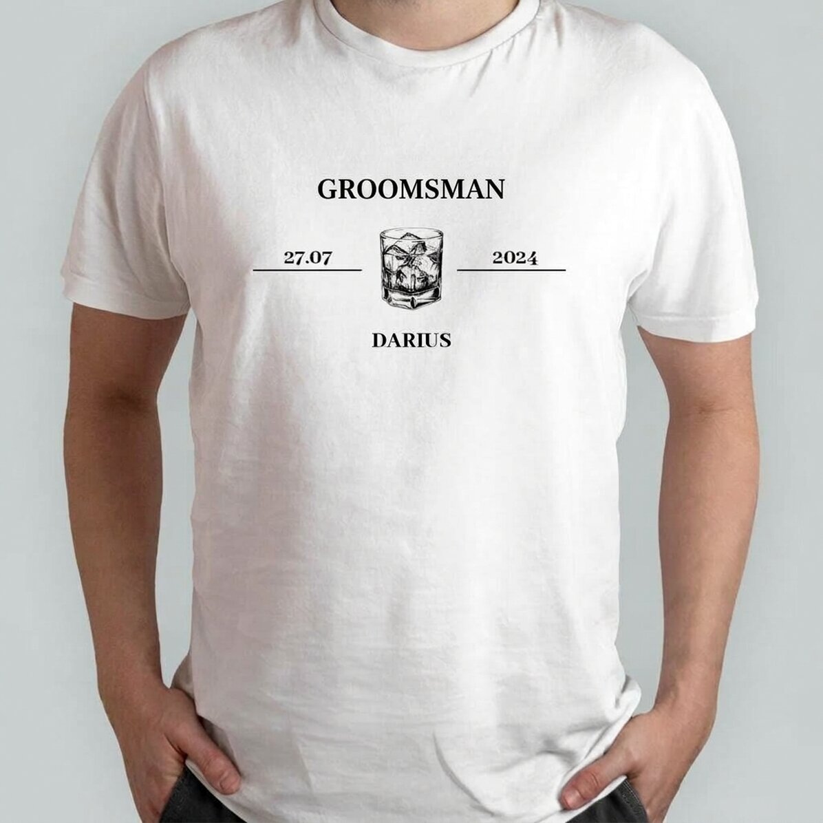 Personalisiertes Baumwoll-T-Shirt mit Aufdruck – Trauzeuge