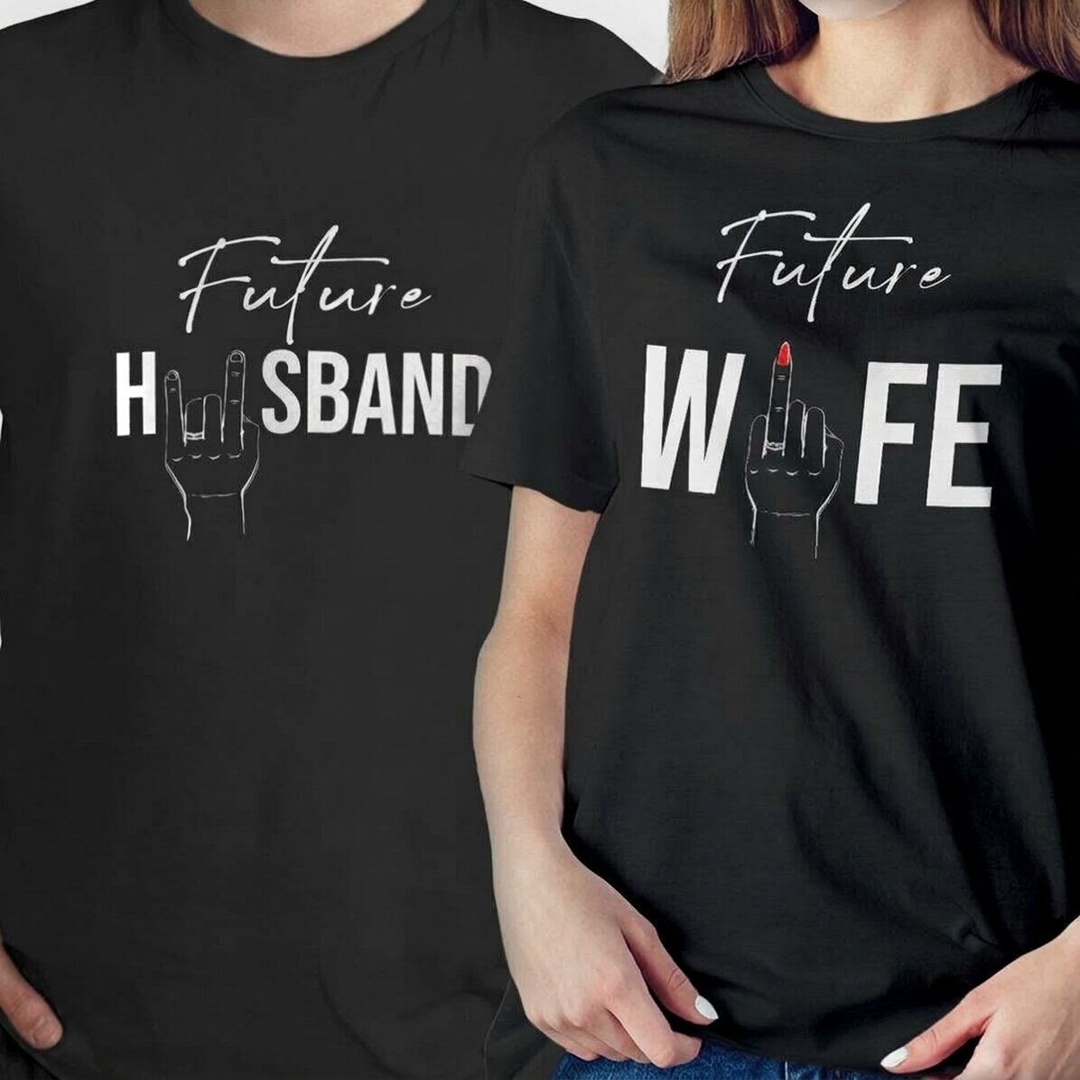 Personalisiertes Baumwoll-T-Shirt mit witzigem Spruch für Paare – Der Ringfinger