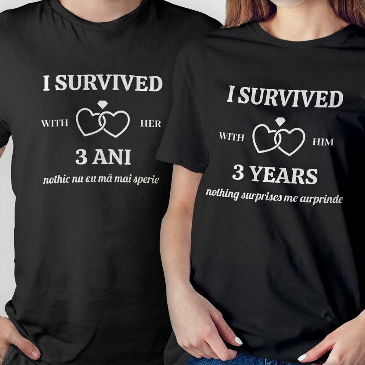 Personalisiertes Baumwoll-T-Shirt mit Aufdruck – I SURVIVED