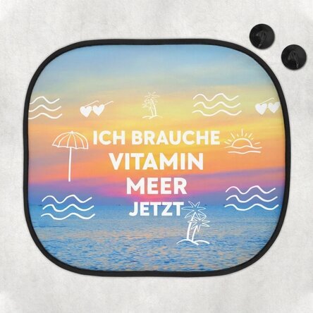 Individuell gestaltete Sonnenblende für das Auto mit Botschaft – Vitamin Sea