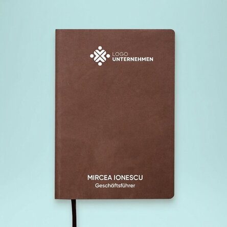 Personalisierter, farbiger Leder-Terminkalender mit Logo und Namen