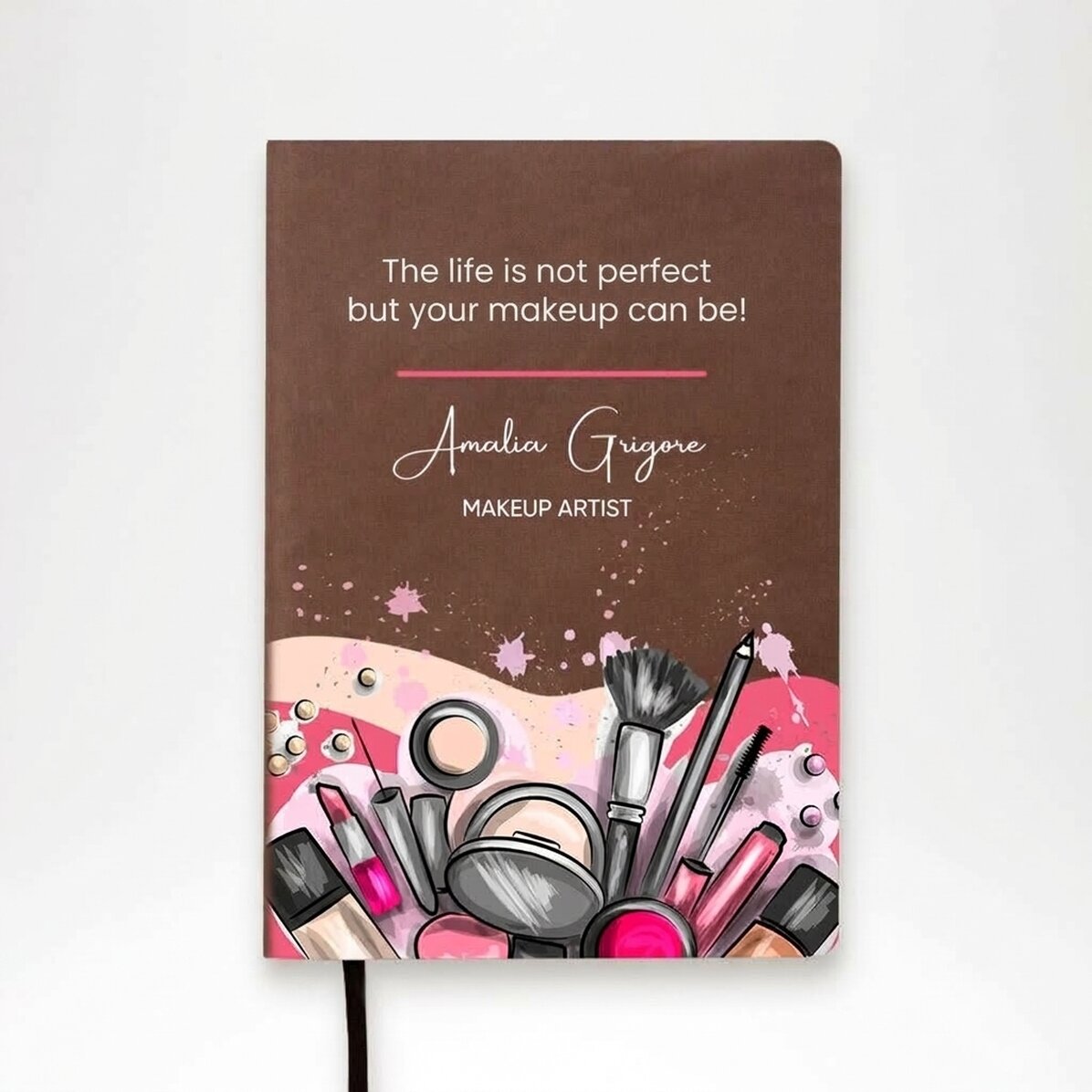 Personalisierter, farbiger Leder-Terminkalender mit Schriftzug – Makeup Artist