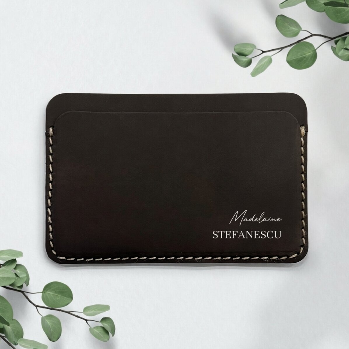 Personalisierte farbige Lederbrieftasche mit Namen